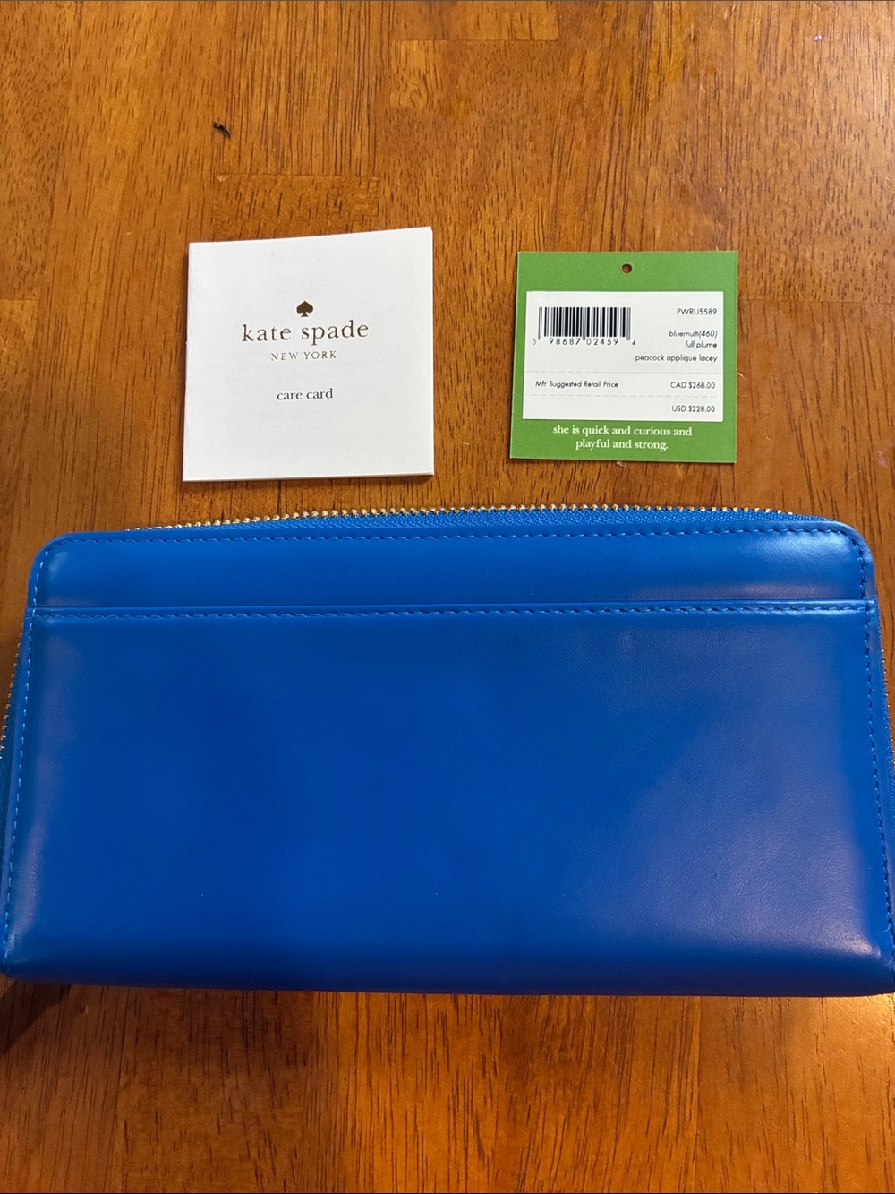 kate spade blue peacock-print leather wallet - Picture 3 of 5